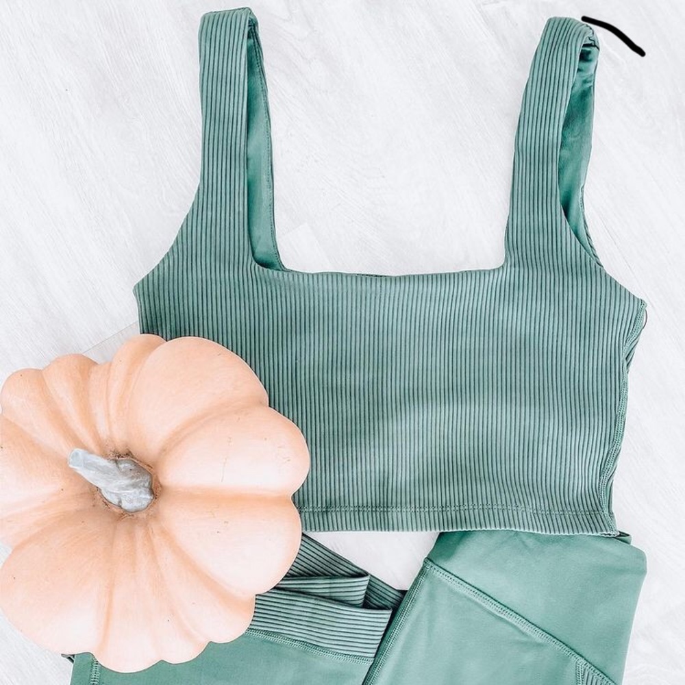 Love olive rubbed Boatneck sports bra